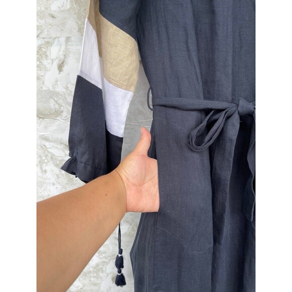 Ancient Kallos navy Linen Kaftan Dress - 100%
Handmade in Greece, Boho Maxi - Picture 8 of 12